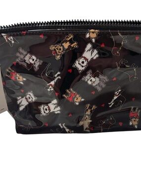 Black Dog Print Vinyl Zip Pouch